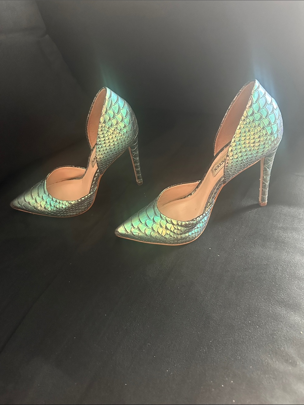 Steve Madden Iridescent Mermaid-Scale Pointed Toe Pumps - Green/Blue - Picture 3 of 5
